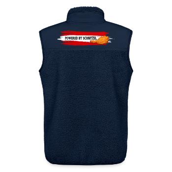 Powered By Schnitzel Österreich Humor Shirt - Unisex Sherpaweste von Stanley/Stella - Navy - Hinten - AI Model Male 178 light (178cm)