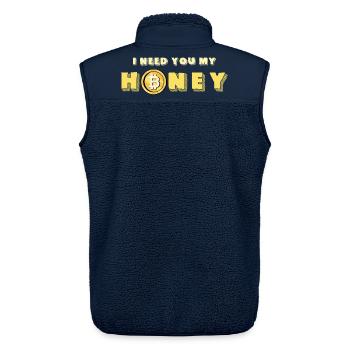 Honig und Bitcoin Design - Unisex Sherpaweste von Stanley/Stella - Navy - Hinten - AI Model Male 178 light (178cm)