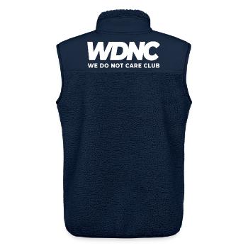 WDNC - We do not care Club - Unisex Sherpaweste von Stanley/Stella - Navy - Hinten - AI Model Male 178 light (178cm)
