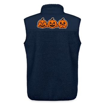 Halloween Kürbisse – Die drei weisen Affen - Unisex Sherpaweste von Stanley/Stella - Navy - Hinten - AI Model Male 178 light (178cm)