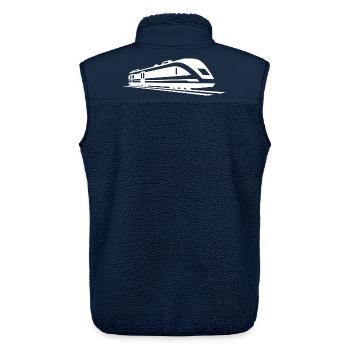 Train Drawing - Unisex Sherpa Gilet by Stanley/Stella - navy - Back - AI Model Male 178 light (178cm)