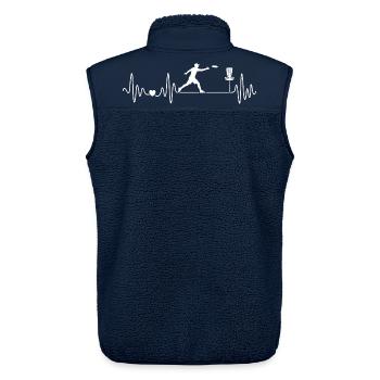 Retro Disc Golf Herzschlag Discgolfer mit Frisbee - Unisex Sherpaweste von Stanley/Stella - Navy - Hinten - AI Model Male 178 light (178cm)