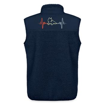 Katze Pulsschlag Vintage Look - Unisex Sherpaweste von Stanley/Stella - Navy - Hinten - AI Model Male 178 light (178cm)