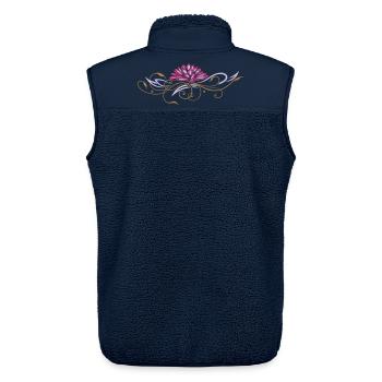 Filigraner Lotus mit Ornamenten - Unisex Sherpaweste von Stanley/Stella - Navy - Hinten - AI Model Male 178 light (178cm)