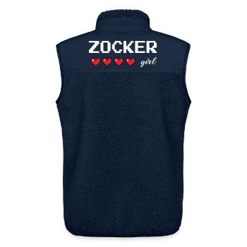 Gaming Girl – Retro Zockerin Design mit Lebensherz - Unisex Sherpaweste von Stanley/Stella - Navy - Hinten - AI Model Male 178 light (178cm)