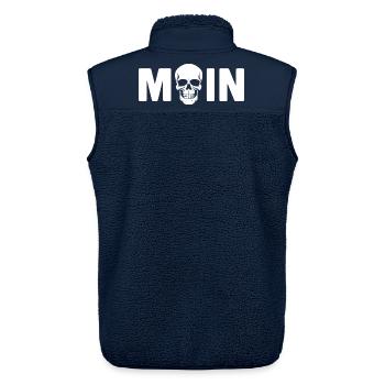 MOIN Gruß Norddeutschland Totenkopf Skull - Unisex Sherpaweste von Stanley/Stella - Navy - Hinten - AI Model Male 178 light (178cm)