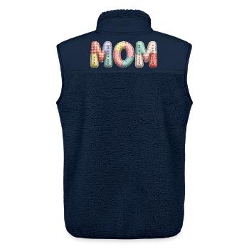 Mom Schriftzug Patchwork Stoff Look - Unisex Sherpaweste von Stanley/Stella - Navy - Hinten - AI Model Male 178 light (178cm)