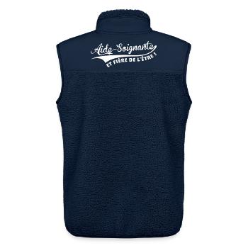 Aide-Soignante et fière de l'être ! - Veste sans manches sherpa unisexe Stanley/Stella - marine - Dos - AI Model Male 178 light (178cm)