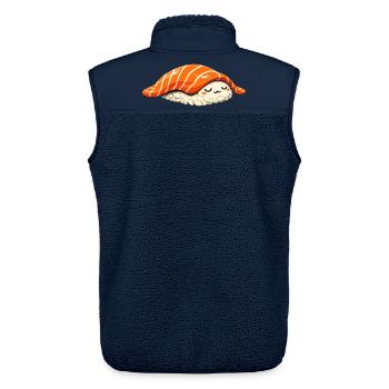 Sleeping Nigiri – Retro Japan Sushi Illustration - Unisex Sherpaweste von Stanley/Stella - Navy - Hinten - AI Model Male 178 light (178cm)