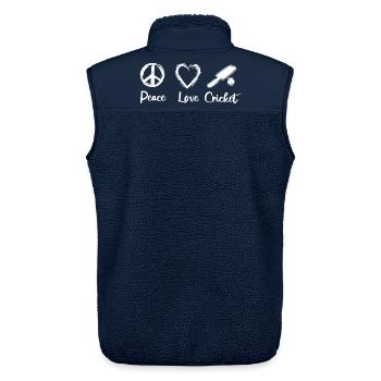 Peace Love Cricket - Unisex Sherpaweste von Stanley/Stella - Navy - Hinten - AI Model Male 178 light (178cm)