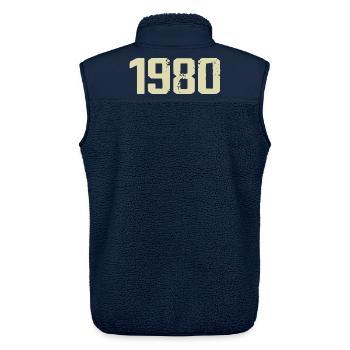 Jubilé 1980 - Veste sans manches sherpa unisexe Stanley/Stella - marine - Dos - AI Model Male 178 light (178cm)