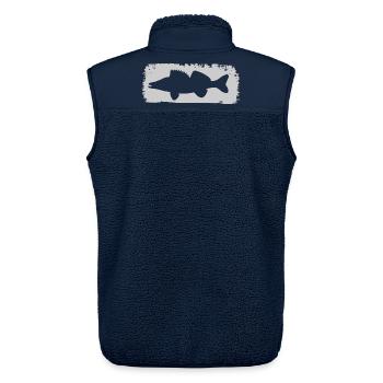 Zander im Farbstrich - grau - Unisex Sherpaweste von Stanley/Stella - Navy - Hinten - AI Model Male 178 light (178cm)