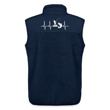 Angler Herzschlag EKG Wels Lineart Motiv - Unisex Sherpaweste von Stanley/Stella - Navy - Hinten - AI Model Male 178 light (178cm)