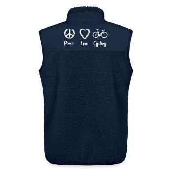 Peace Love Cycling - Unisex Sherpaweste von Stanley/Stella - Navy - Hinten - AI Model Male 178 light (178cm)