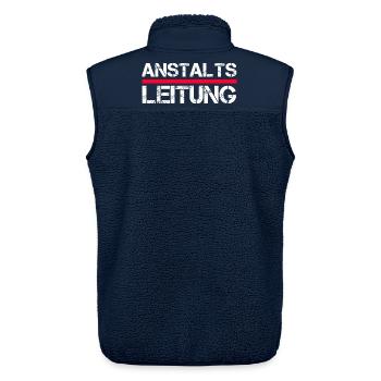 Anstaltsleitung – Lustiger Funshirt Spruch - Unisex Sherpaweste von Stanley/Stella - Navy - Hinten - AI Model Male 178 light (178cm)