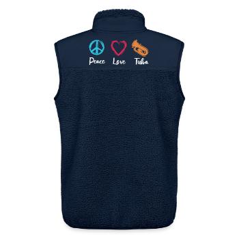 Tuba Paix Amour - Veste sans manches sherpa unisexe Stanley/Stella - marine - Dos - AI Model Male 178 light (178cm)