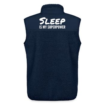 Schlaf ist meine Superkraft - Unisex Sherpaweste von Stanley/Stella - Navy - Hinten - AI Model Male 178 light (178cm)