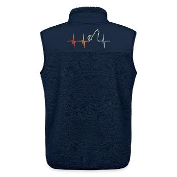 Katze Herzschlag Retro Look - Unisex Sherpaweste von Stanley/Stella - Navy - Hinten - AI Model Male 178 light (178cm)