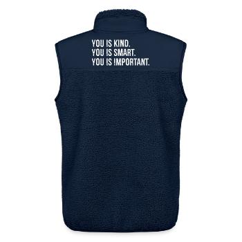 you is kind you is smart you is Important - Unisex Sherpaweste von Stanley/Stella - Navy - Hinten - AI Model Male 178 light (178cm)