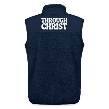 Trough Christ Jesus Christians Faith - Unisex Sherpa Gilet by Stanley/Stella - navy - Back - AI Model Male 178 light (178cm)