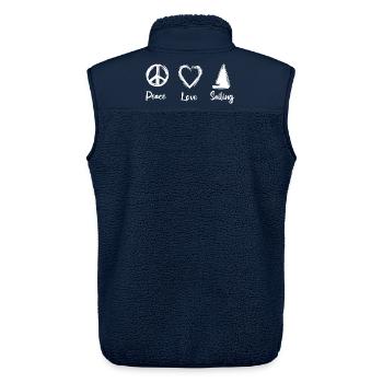Peace Love Sailing - Unisex Sherpaweste von Stanley/Stella - Navy - Hinten - AI Model Male 178 light (178cm)