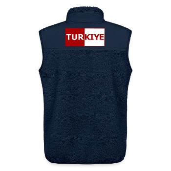 Türkei Blockwortmarke Rot-Weiß - Unisex Sherpaweste von Stanley/Stella - Navy - Hinten - AI Model Male 178 light (178cm)