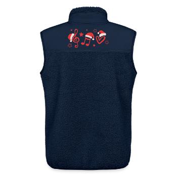 Treble clef musical notes with Christmas hats - Unisex Sherpa Gilet by Stanley/Stella - navy - Back - AI Model Male 178 light (178cm)