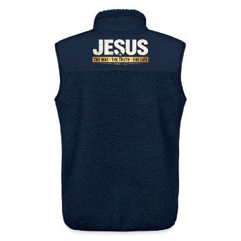 Jesus Bibelvers Der Weg Die Wahrheit Das Leben  - Unisex Sherpaweste von Stanley/Stella - Navy - Hinten - AI Model Male 178 light (178cm)