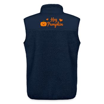 Hey Pumpkin süße Herbst-Design - Unisex Sherpaweste von Stanley/Stella - Navy - Hinten - AI Model Male 178 light (178cm)
