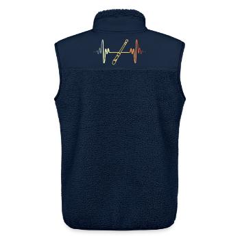 Retro Flöte - Unisex Sherpaweste von Stanley/Stella - Navy - Hinten - AI Model Male 178 light (178cm)