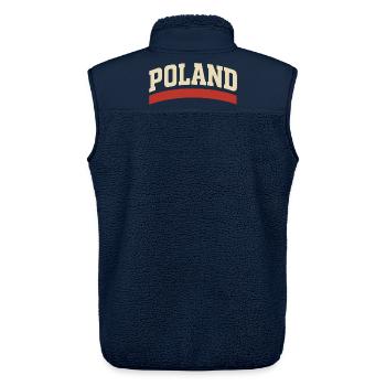 Poland Retro Typography - Unisex Sherpa Gilet by Stanley/Stella - navy - Back - AI Model Male 178 light (178cm)