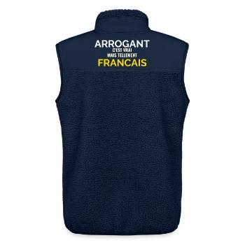 Tellement Français Humour Patriote - Veste sans manches sherpa unisexe Stanley/Stella - marine - Dos - AI Model Male 178 light (178cm)