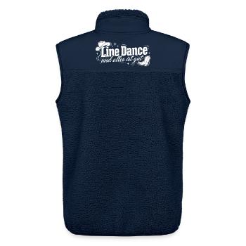 Line Dance: Alles ist gut - Unisex Sherpaweste von Stanley/Stella - Navy - Hinten - AI Model Male 178 light (178cm)