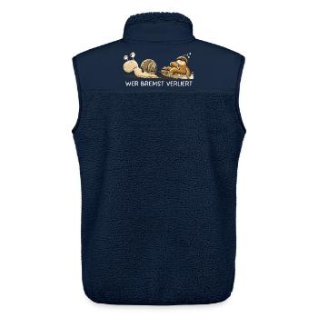 Wer bremst verliert Faultier Schnecke Tierhumor - Unisex Sherpaweste von Stanley/Stella - Navy - Hinten - AI Model Male 178 light (178cm)