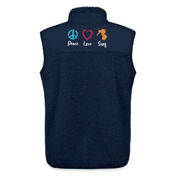 Peace Love Surfing - Unisex Sherpa Gilet by Stanley/Stella - navy - Back - AI Model Male 178 light (178cm)