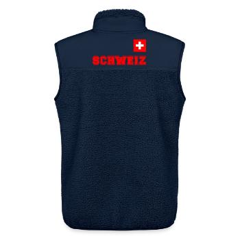 SCHWEIZ Trikot Look - mit Fahne Flagge auf Brust - Unisex Sherpaweste von Stanley/Stella - Navy - Hinten - AI Model Male 178 light (178cm)