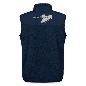Beschmuh - Sachsen - Sächsisch - Dialekt - Unisex Sherpaweste von Stanley/Stella - Navy - Hinten - AI Model Male 178 light (178cm)