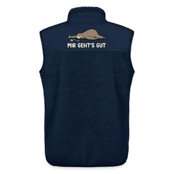 Mir geht's gut – Lustiger Faultier Spruch - Unisex Sherpaweste von Stanley/Stella - Navy - Hinten - AI Model Male 178 light (178cm)
