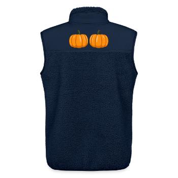 Kürbis Brüste Lustiges Halloween Kostüm - Unisex Sherpaweste von Stanley/Stella - Navy - Hinten - AI Model Male 178 light (178cm)