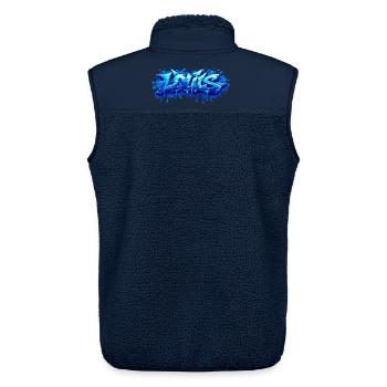 Graffiti LOUIS Name Gift Ideal Printable - Unisex Sherpa Gilet by Stanley/Stella - navy - Back - AI Model Male 178 light (178cm)