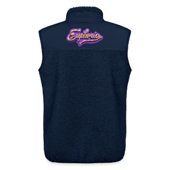 Euphoria in Goldschrift auf Lila - Unisex Sherpaweste von Stanley/Stella - Navy - Hinten - AI Model Male 178 light (178cm)