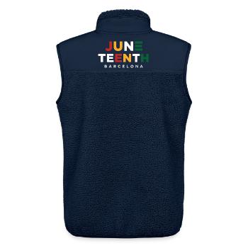 Juneteenth Barcelona Color Block - Unisex Sherpa Gilet by Stanley/Stella - navy - Back - AI Model Male 178 light (178cm)