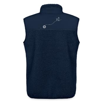 Katze Wolle Stricken Häkeln Line Art Wollknäuel - Unisex Sherpaweste von Stanley/Stella - Navy - Hinten - AI Model Male 178 light (178cm)