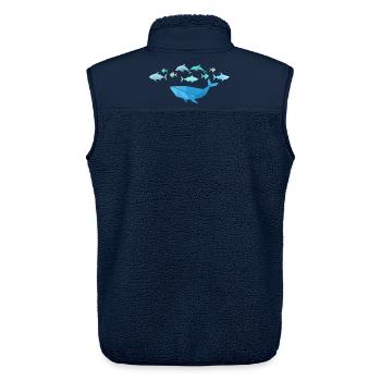 Fish with whale in origami style - Unisex Sherpa Gilet by Stanley/Stella - navy - Back - AI Model Male 178 light (178cm)