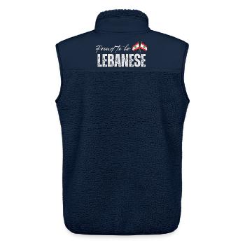 Libanais fier, j’aime le Liban - Veste sans manches sherpa unisexe Stanley/Stella - marine - Dos - AI Model Male 178 light (178cm)