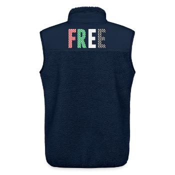 free Palestine - Unisex Sherpa Gilet by Stanley/Stella - navy - Back - AI Model Male 178 light (178cm)