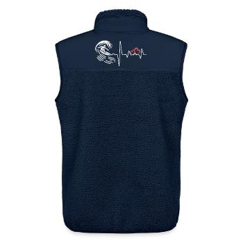 Schwimmender Herzrhythmus Fitnesskunst - Unisex Sherpaweste von Stanley/Stella - Navy - Hinten - AI Model Male 178 light (178cm)