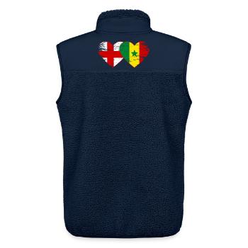 England Senegal Flag Hands Heart Shape Used - Unisex Sherpa Gilet by Stanley/Stella - navy - Back - AI Model Male 178 light (178cm)