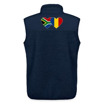 South Africa Romania Flag Heart - Unisex Sherpa Gilet by Stanley/Stella - navy - Back - AI Model Male 178 light (178cm)