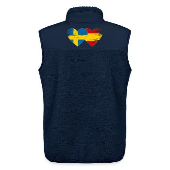 Schweden Spanien Flagge Herz used - Unisex Sherpaweste von Stanley/Stella - Navy - Hinten - AI Model Male 178 light (178cm)